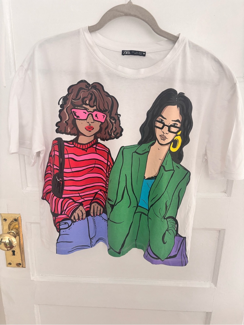 Zara White Tee with Pink Stripe